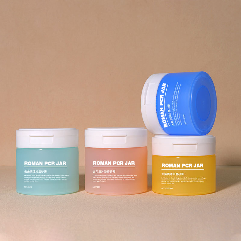 120g 150g 200g 250g Đế Tròn PCR Miệng Rộng Lọ Mỹ Phẩm Cơ Thể Mặt Kem Dưỡng Ẩm Mờ Bình chăm Sóc Da Bao Bì