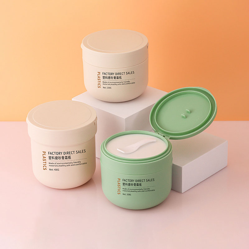 200g 300g 400g Nhựa Mờ Tròn Đựng Mỹ Phẩm Mặt nạ chăm sóc da Lọ Kem Làm Trắng Da Loại Bỏ Tàn Nhang Chống Nắng Hộp Đựng Có Thìa