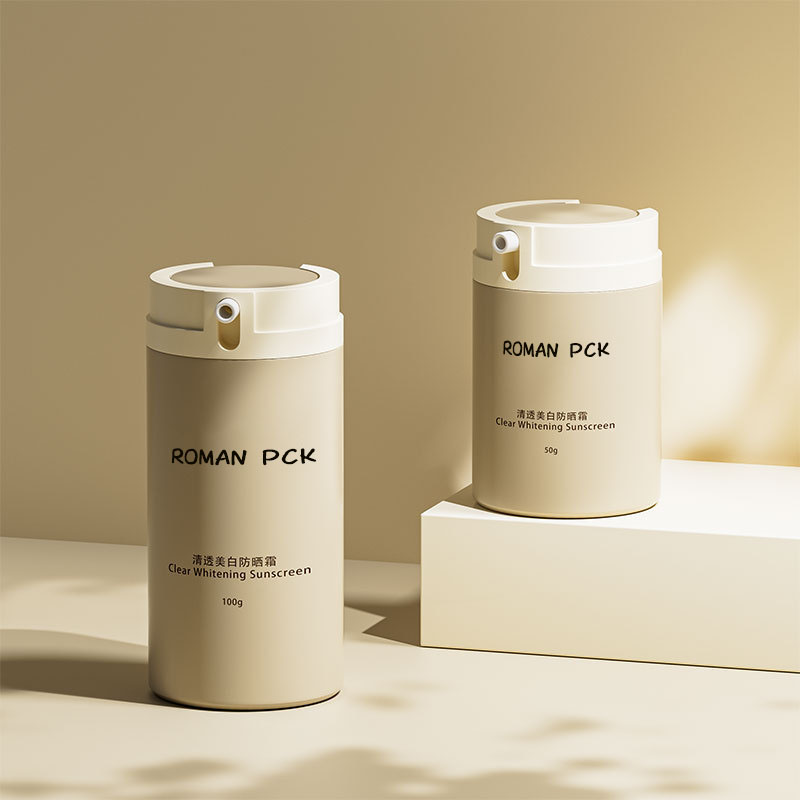 30ml 50ml Kem dưỡng da không có không khí màu be Chai kem chống nắng dành cho mặt nạ dưỡng da Serum