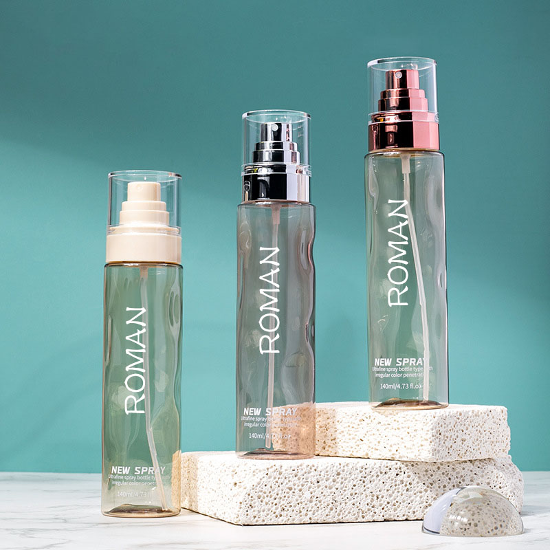 Chai xịt mỹ phẩm tròn trong suốt bằng nhựa rỗng 100ml 120 ml Kem nền toàn thân có vàng bạc Serum bơm chai