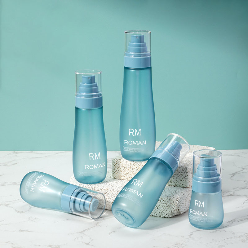 Round Shoulder Skincare Serum Lotion Plastic Bottle 150ml 120ml 100ml 80ml 50ml Cosmetic Bottle with Spray Pump