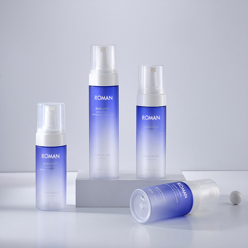 100ml 120ml 150ml 200ml PET Màu xanh gradient Bọt xà phòng lỏng Chai bơm tạo bọt Sữa tắm Chai rửa tay Đồ dùng phòng tắm