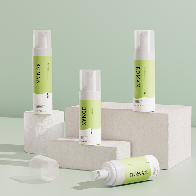 50ml 80ml 100ml 120ml 150ml 200ml Sữa rửa mặt hữu cơ Chai bong bóng bán buôn Nhãn hiệu riêng Sữa rửa mặt dưỡng ẩm axit amin Gói tùy chỉnh