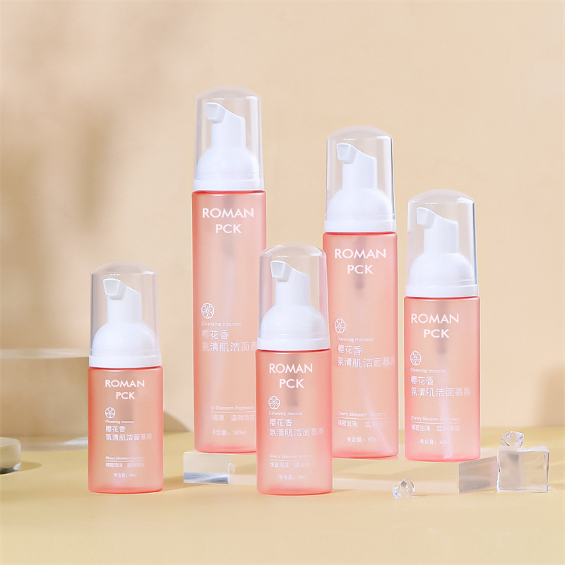 50ml 80ml 100ml 120ml 150ml 200ml Xà phòng Chai tạo bọt Frosted PET gradient Pink Sữa rửa mặt Mousses Chai Dầu gội sữa tắm Chai bơm bọt