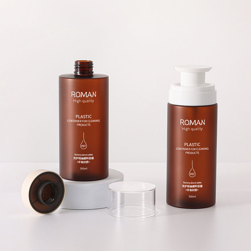 Chai Nhựa Có Máy Bơm Chống Rò Rỉ Lớn Trống Trong Suốt Màu Hổ Phách Xi Lanh Có Thể Đổ Lại Cho Dầu Gội Dầu Dưỡng Tóc Lotion Dầu