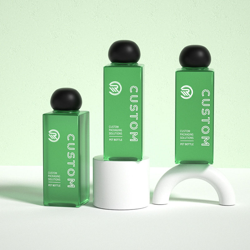 Quảng trường nhựa cao cấp 200ml 250ml Chai kem dưỡng da mỹ phẩm mờ trong suốt để chăm sóc da Serum Bao bì mực cao cấp có nắp vặn hình quả bóng