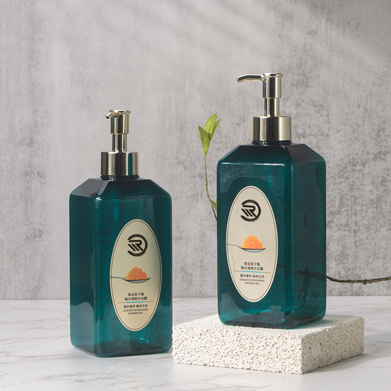 Nhãn Hiệu Riêng Nhựa PET Màu Xanh Đậm Chăm Sóc Da Kem Dưỡng Ẩm Toàn Thân Dầu Gội Chăm Sóc Tóc Pha Chế Chai Đựng 550Ml